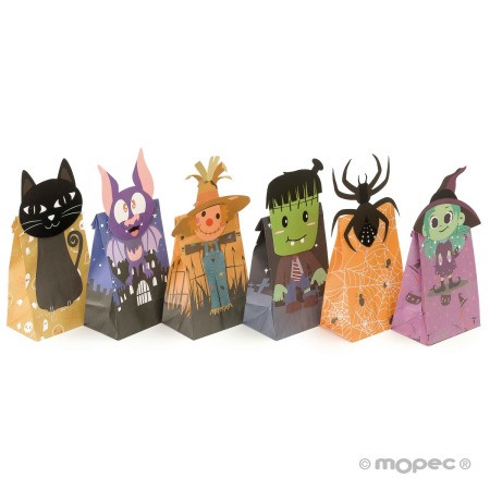 Bolsa Halloween, silueta y adhesivo 6stdo.12x28x8cm min.12