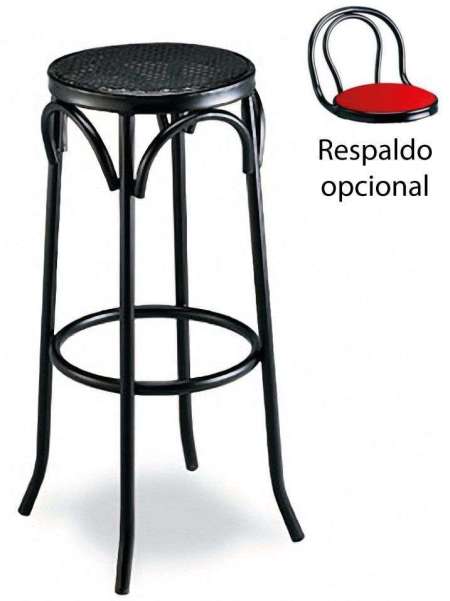 Taburete con rejilla metálica, respaldo opcional 503 RO color negro