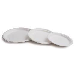 Plato Caña Azúcar blanco 15cm (Paquete de 50 uds.)