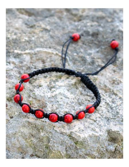 Pulsera Macrame Coral Rojo - SPU0014Z