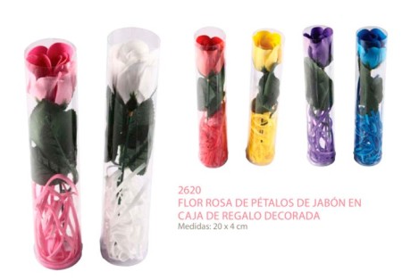 FLOR ROSA DE PÉTALOS DE ROSA EN CAJA DE REGALO