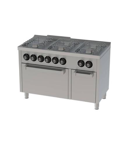 Cocina a Gas 6 Fuegos con Horno Electrico 1200x600 ECO