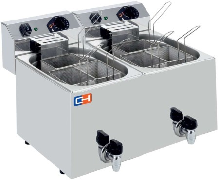 Cuecepasta Eléctrico Profesional 7+7 litros con 3+3 cestas 530x460x370h mm CP77L