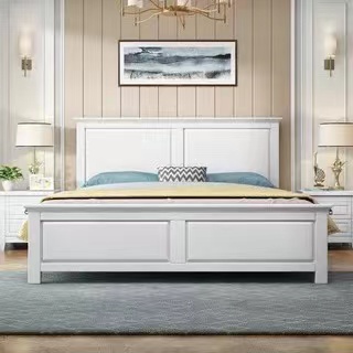 Cama Doble de Madera Maciza Estilo Americano con Cajones