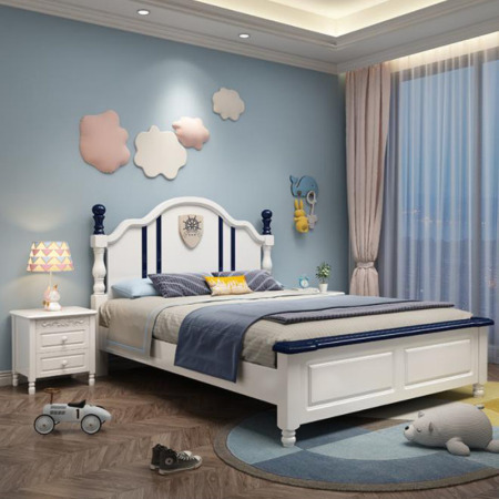 Cama infantil moderna de madera maciza - individual/doble