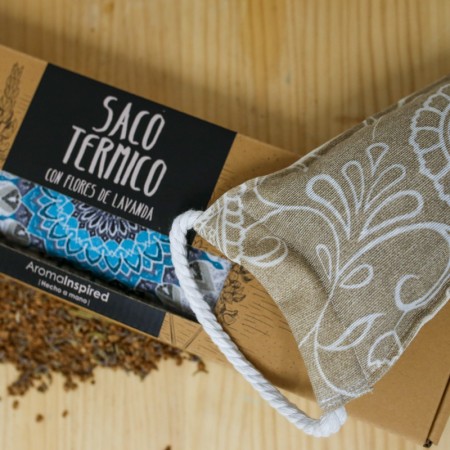 Saco térmico lavanda en caja - Flores Paisley beige