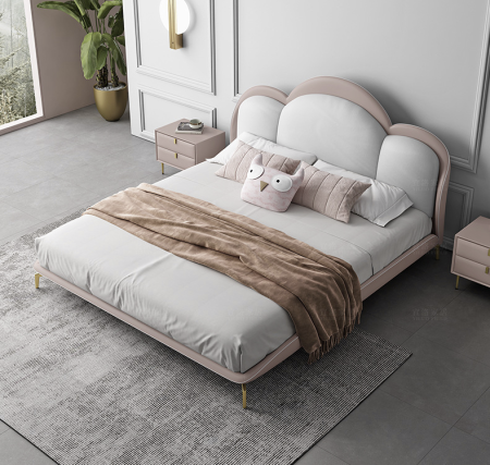 Cama Infantil Nube Rosa de Piel Napa - CA-M-47 1.5/1.8M