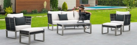 ALIS-8 SET SOFA 3 PLAZAS ALUMINIO/CUERDA