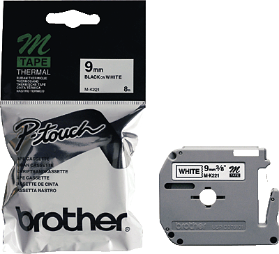 Cinta continua laminada Brother MK221BZ, 9 mm, 8 m