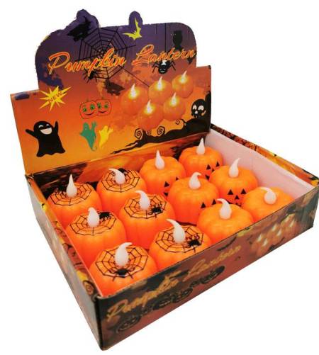 EXPOSITOR 12 VELAS CON LUZ HALLOWEEN CALABAZA