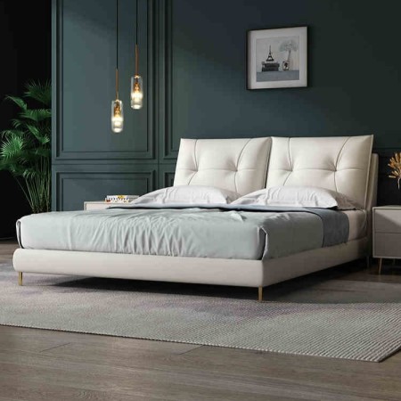 Cama Doble de Cuero Italiano de Lujo - CA-M-56