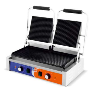 Plancha grill eléctrico doble.