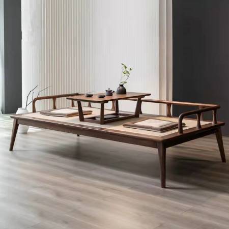 Cama Sofá de Madera Maciza Estilo Chino Zen