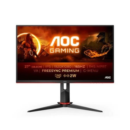 Monitor led curvo 27pulgadas aoc c27g2ae - bk va - fhd - 2x hdmi - dp - vga - 165hz - - 1ms - vesa - freesync - altavoces