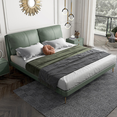 Cama Doble Minimalista de Cuero Napa Ligero