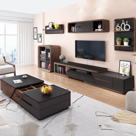 Conjunto de Muebles de Sala Nórdica: Mesa de Centro, TV y Gabinete Lateral