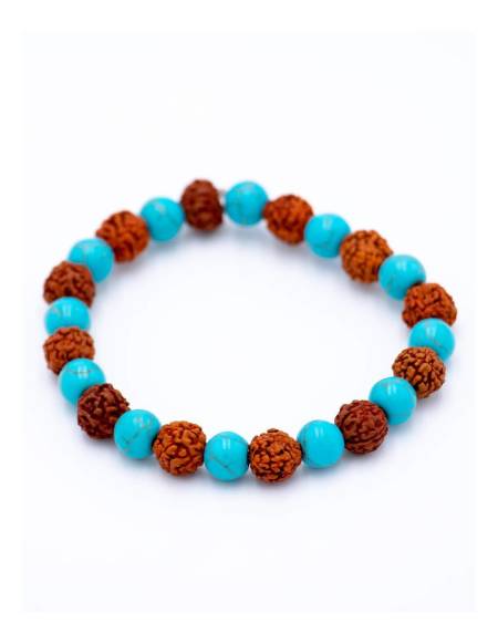 Pulsera Rudraksha y Turquesa - SPU0041Q