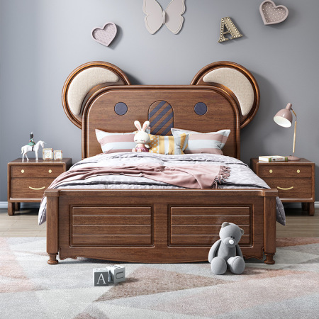 Cama de madera maciza para niños estilo chino