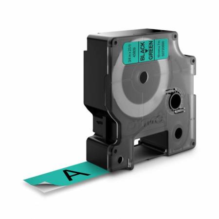 Cinta laminada Dymo D1 DY45809 19mm, Negro/Verde