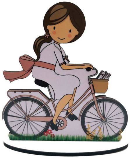 FIGURA PASTEL COMUNIÓN BICICLETA NIÑA