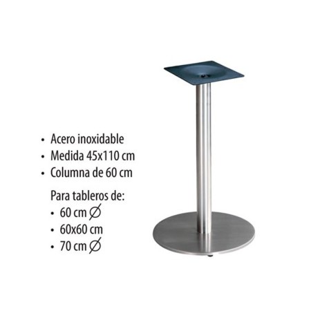 PIE CENTRAL INOX COLUMNA 76, CRUZ 48X48. 45X110