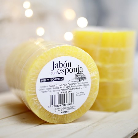 5 Jabón natural con esponja - Miel y Propóloeo