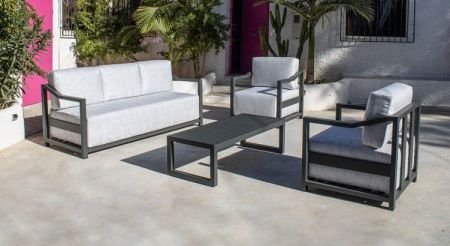 AROUVA-8 SET SOFA 3 PLAZA ALUMINIO