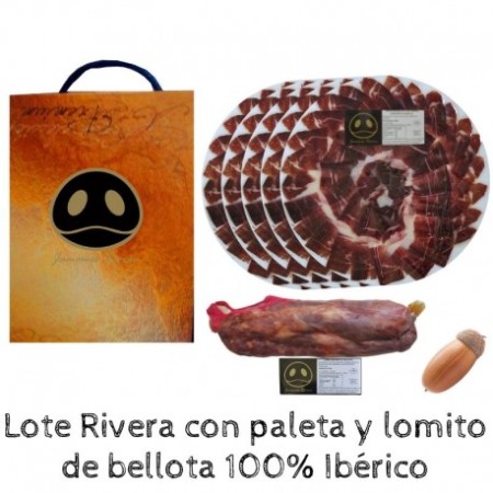 Lote de bellota 100% ibérico con paleta + Lomito de presa Rivera