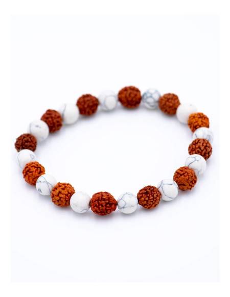 Pulsera Rudraksha y Howlita - SPU0041H