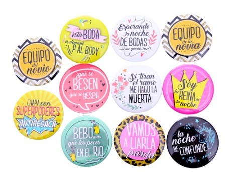 LOTE 11 CHAPAS FRASES WEDDING