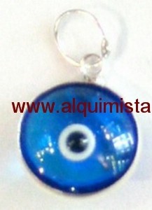 AMULETO OJO TURCO AZUL ENGARZADO EN PLATA