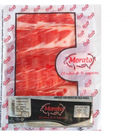 10 sobres Jamón de Cebo Ibérico 50% raza Ibérica Morato Cortado a cuchillo 100gr