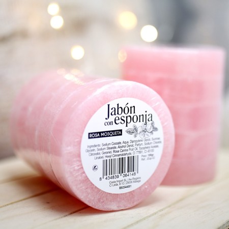 5 Jabón natural con esponja - Rosa Mosqueta