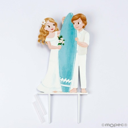 Cake topper novios Surf 18cm.