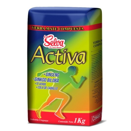 Yerba Mate La Selva Activa 1Kg (Ginseng, ginkgo biloba, té verde y cola de caballo)