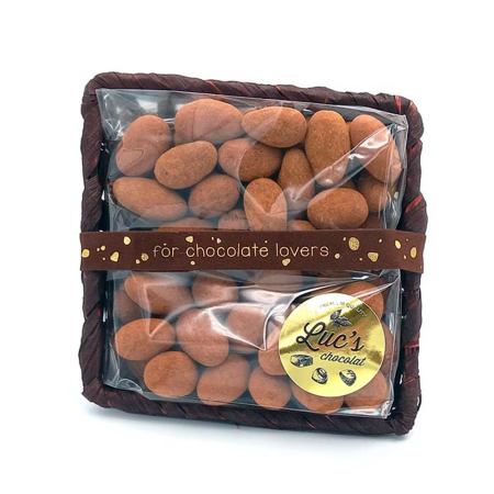 Cesta de regalo CATANIAS DUO almendras con chocolate CACAO y CANELA