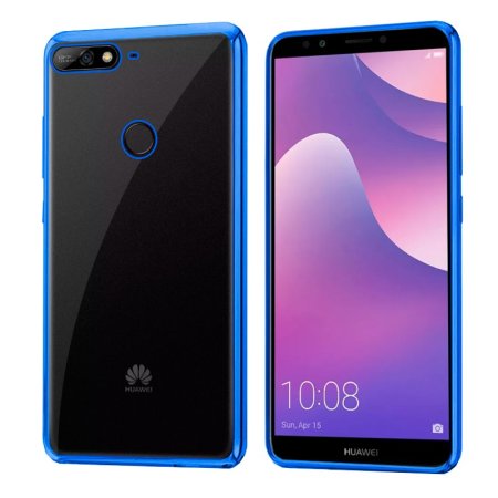 Carcasa COOL para Huawei Y7 (2018) / Honor 7C Borde Metalizado (Azul)