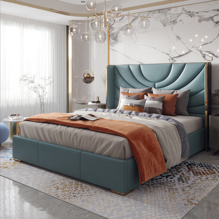 Cama Doble de Lujo Italiano con Detalles en Titanio CA-M-70