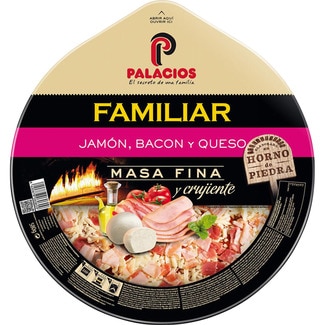 Pizza Familiar Palacios (Jamón, Bacón y Queso - 580 gr) 