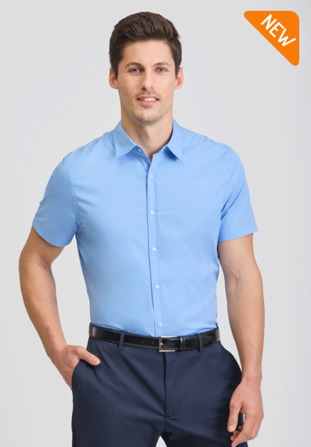 Camisa Hombre Manga Corta Slim Elástica