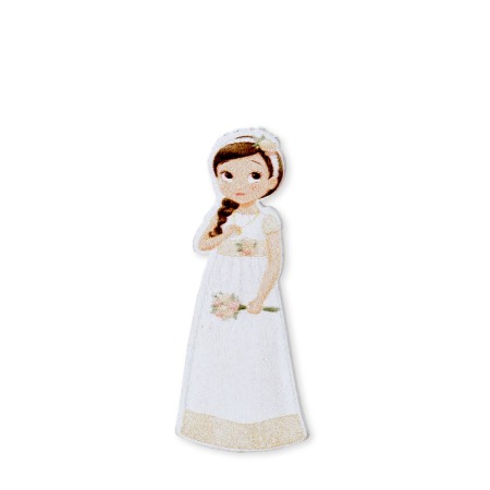 Figura 2D adhesiva niña Comunión romántica, 5,5 cm.,min.10